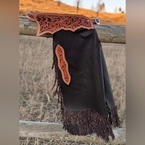 Western tooled leather chinks!